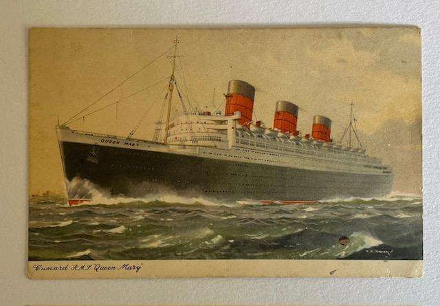Vintage Postcard - Cunard Line - RMS Queen Mary  * Maritime history