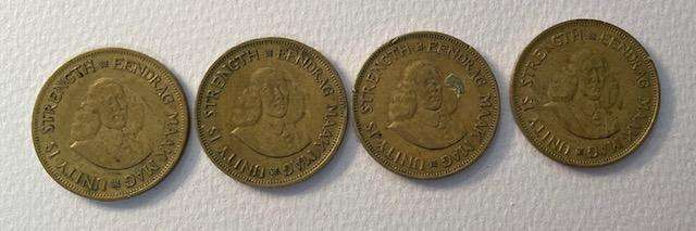 South African 1 cent coin x 4 - 61, 62, 63, 64