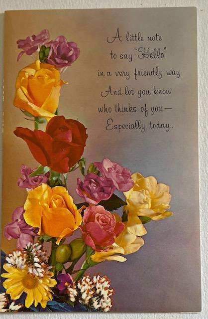 Vintage Glossy Friendship Card - unused. * Thinking of you - a note to say hello