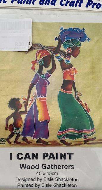 Fabric Art Design for you to paint - THE WOOD GATHERES - 45cm x 45cm - Still new - unopened.