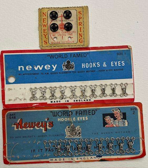 Vintage Neweys Hooks and Eyes and Neweys Spring Fasteners. - Vintage sewing