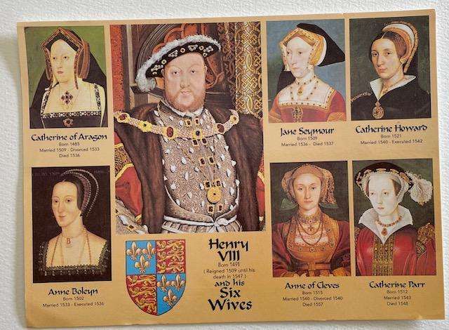 LARGE Postcard - HENRY VIII and his SIX WIVES  - unused