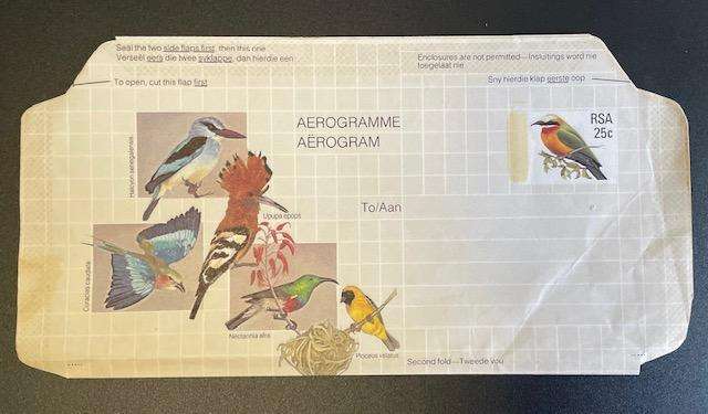 Vintage South African Aerogramme - Birds . circa 1980's - unused - pre-stamped