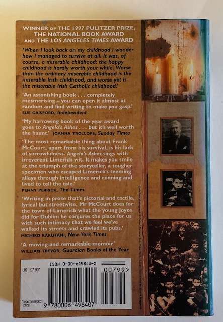 ANGELA'S ASHES - FRANK McCOURT - WINNER OF 1997 PULITZER PRIZE - 426 PAGES. Brilliant!