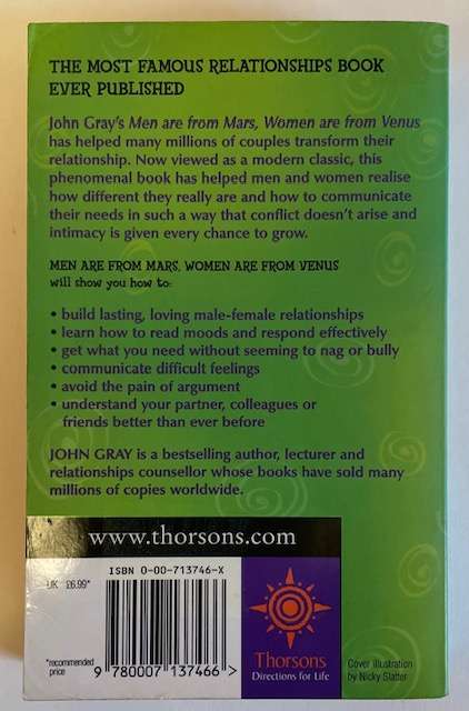 MEN ARE FROM MARS. WOMEN ARE FROM VENUS - JOHN GRAY - BESTSELLER! 363 pages