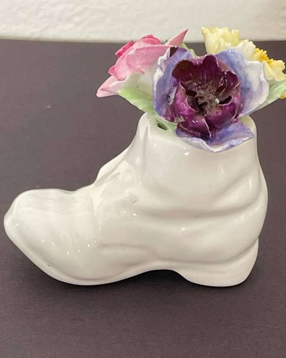 Antique Royal Adderley Miniature Boot with Flowers - Beautiful condition