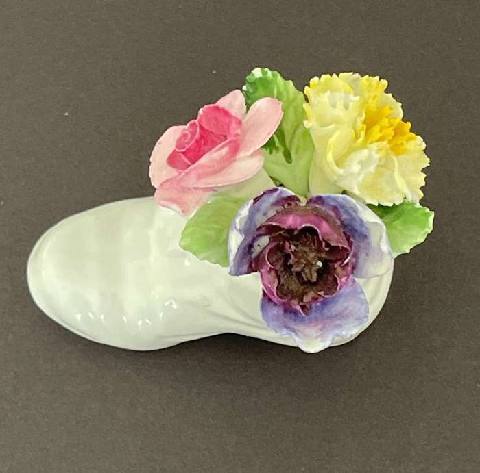 Antique Royal Adderley Miniature Boot with Flowers - Beautiful condition