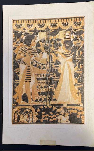 Vintage Large Card showing detail on Ivory Chest in Tutankhamun's Grave - Embossed . RARE!