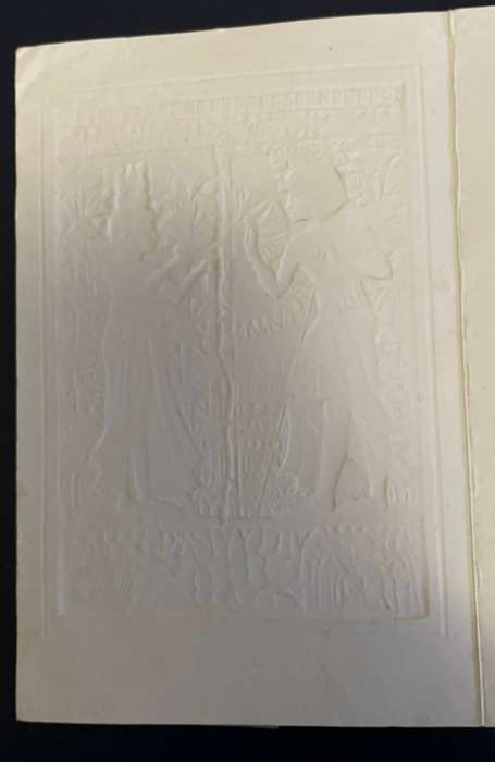 Vintage Large Card showing detail on Ivory Chest in Tutankhamun's Grave - Embossed . RARE!
