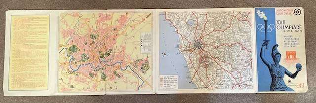 Vintage Brochure from Olympic Games in Rome 1960  - showing roadmap