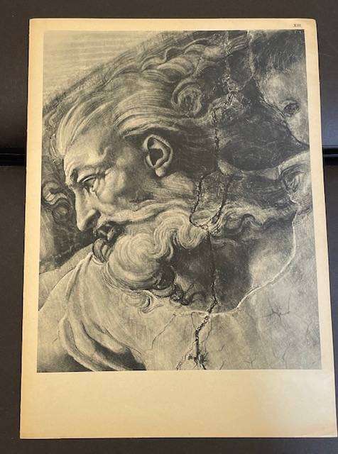 Antique Art Prints - Michelangelo - Sistine Chapel Detail in black and white -2pages, 4 prints