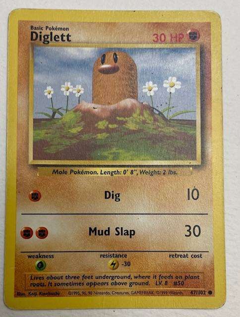 Pokémon Trading Card - DIGLETT - 1999 - 47/102 - LP