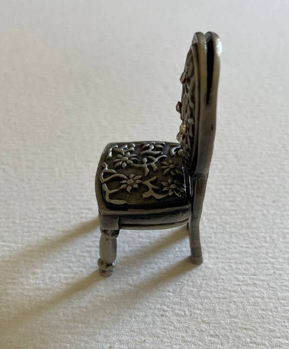 Vintage Miniature Pewter Chair - Placeholder.  Intricate design - beautiful!