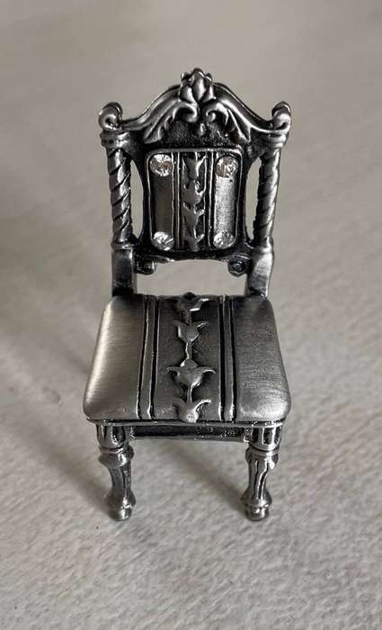 Vintage Miniature Pewter Chair - Placeholder.  Intricate design - beautiful!