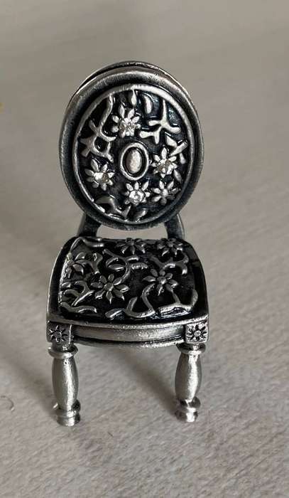 Vintage Miniature Pewter Chair - Placeholder.  Intricate design - beautiful!