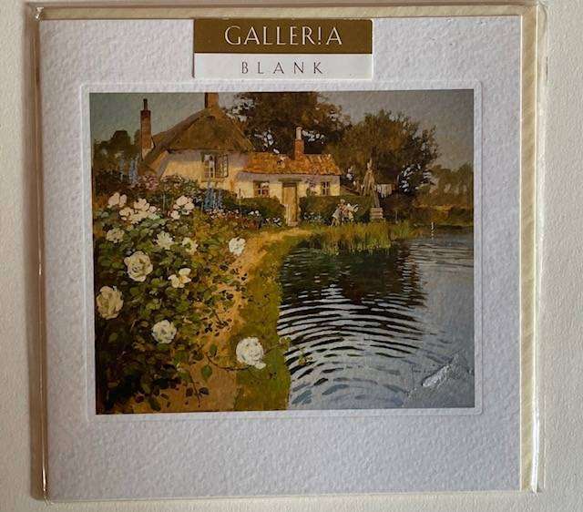 Galleria Blank card - POND COTTAGE - by John Haskins - British Fine Art - Ling Design
