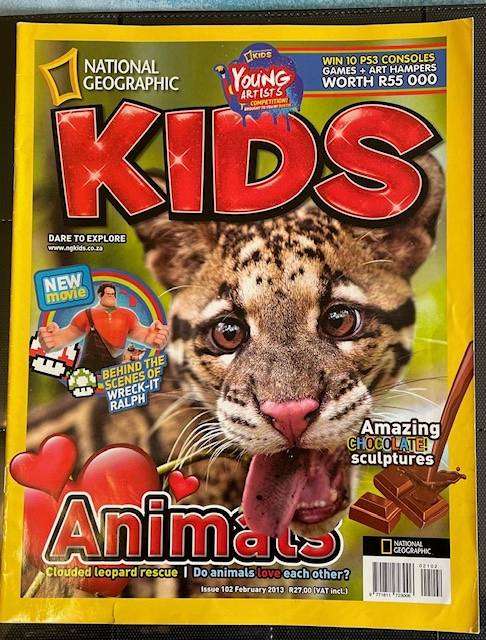 NATIONAL GEOGRAPHIC MAGAZINE FOR KIDS - #102 ,2013 -Clouded Leopard Rescue and more! Great condition