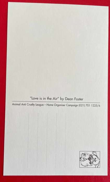 Postcard - "Love is in the air" - by Dean Fraser for Animal Anti Cruelty League - unused