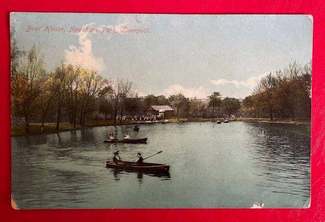 Antique postcard - Boat House - Newsham Park, Liverpool - posted 1918 - RARE! State series #1845