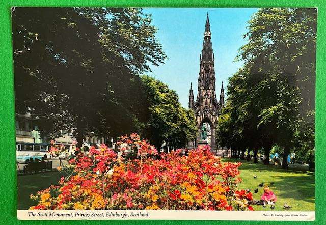 Vintage Postcard - The Scott Monument - Princes Street, Edinburgh, Scotland -- A John Hinde Original