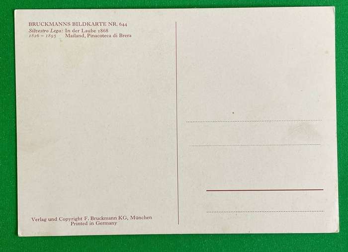 Vintage Postcard - "In der Laube" 1868 by Silvestro Lega - A Bruckman's Art Card - Germany