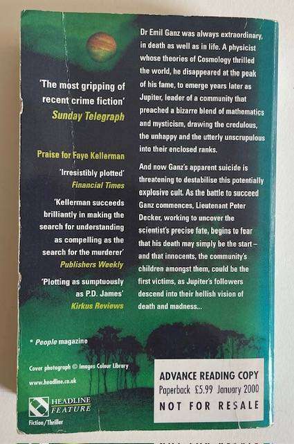 Faye Kellerman - JUPITERS BONES - 1999 - Headline - 500 pages.