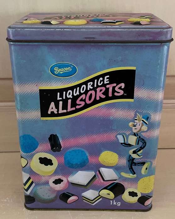 Vintage Liquorice AllSorts Tin - with embossed sweets - Beacon