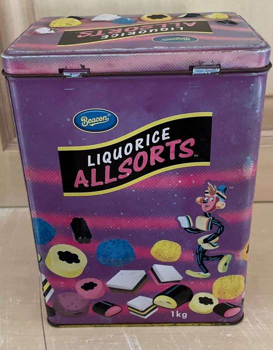 Vintage Liquorice AllSorts Tin - with embossed sweets - Beacon