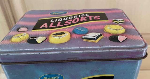 Vintage Liquorice AllSorts Tin - with embossed sweets - Beacon