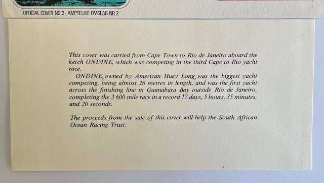 FDC South Africa CAPE TO RIO 1976 YACHT MAIL COVER # 2 - ONLY 910 SOLD! RARE