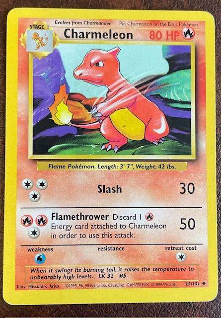 Pokémon Trading Card -  CHARMELEON - 1999 - 4/102 - UC  LP NM