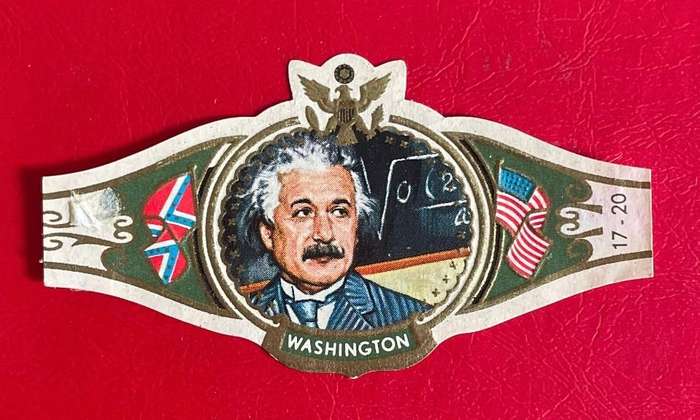 VINTAGE  Washington cigar label - ALBERT EINSTEIN - #17 - 20 - 6.5cm x 3cm