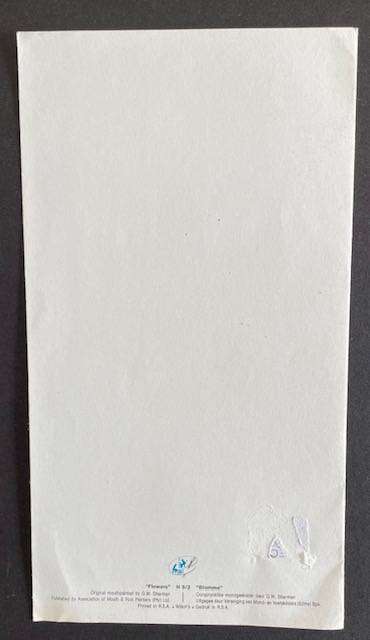 Vintage fold out notelet - FLOWERS - Mouthpainting by  GW Sharman - South Africa
