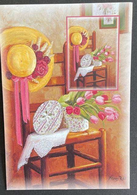 Vintage Card - "HAT WITH FLOWERS" - mouthpainted by NR Litteral - South Africa