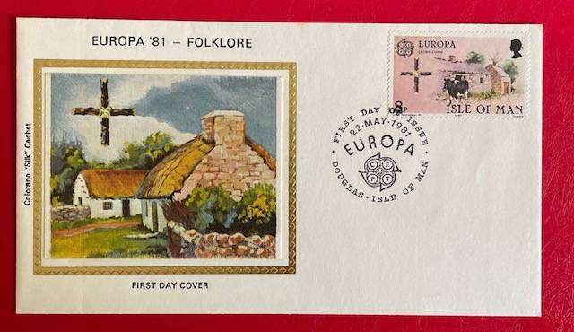 FDC - EUROPA FOLK LORE - COLORANO SILK CACHET - 1981 - ISLE OF MAN