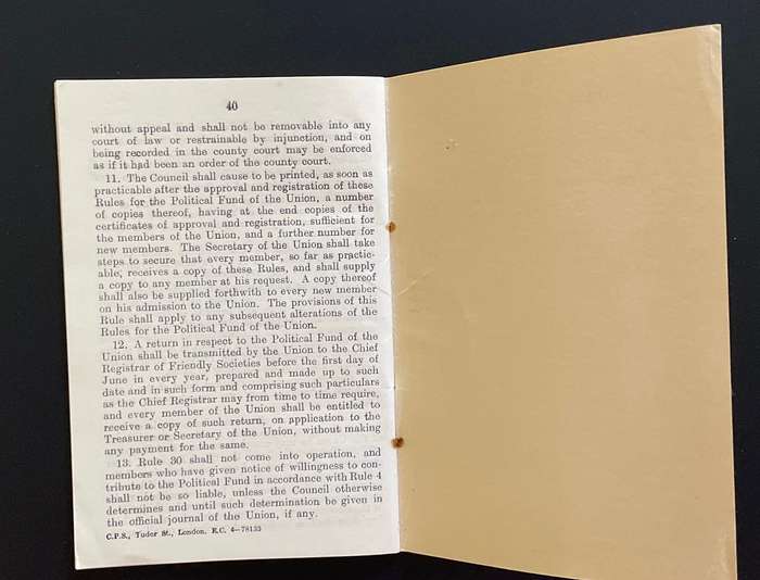Vintage -The Navigators & Engineers Officers Union - RULES BOOKLET - 1936 Marine history