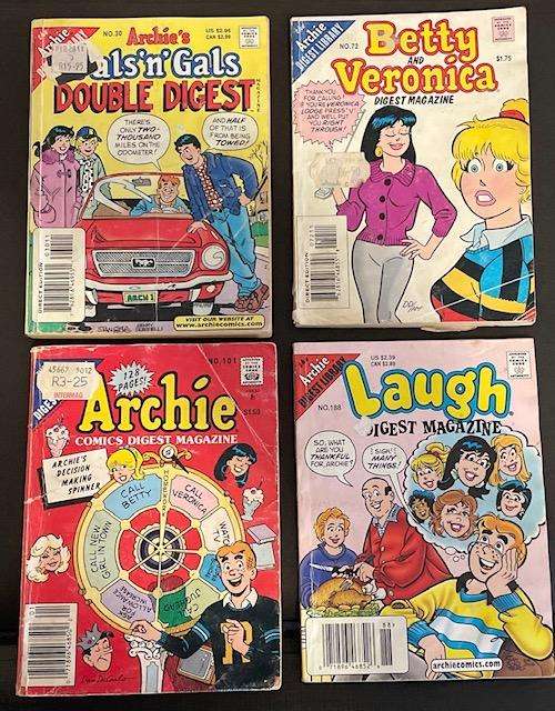 VINTAGE ARCHIE COMIC MAGAZINES  X4 - USED