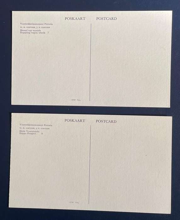 VOORTREKKER MONUMENT  POSTCARDS (2)  -  unused  #7 and #9 .   #Africana