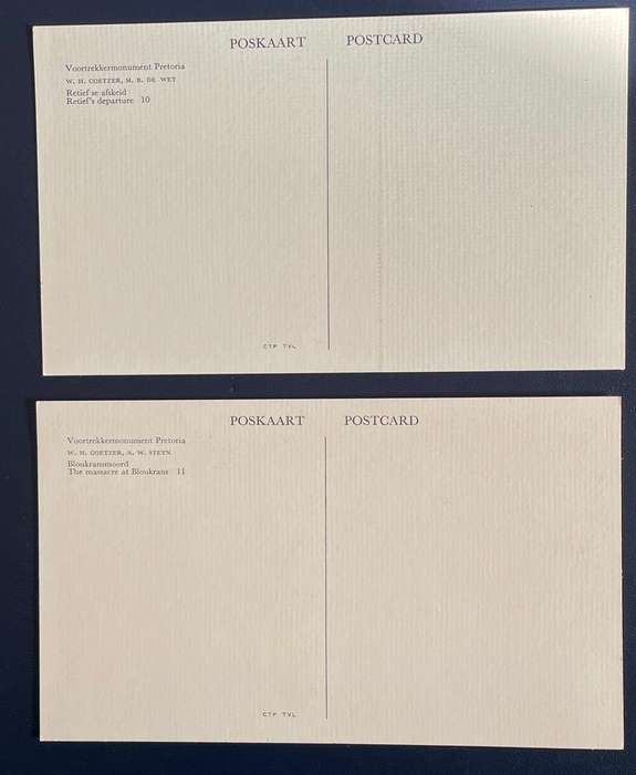 VOORTREKKER MONUMENT  POSTCARDS (2)  -  unused  #10 and #11 .   #Africana