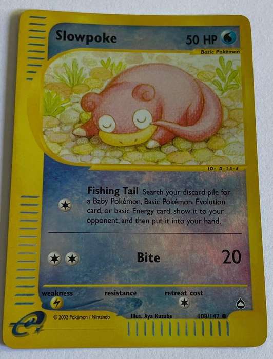 Pokémon Trading Card - 2002 - SLOWPOKE - REV HOLO - 108/147.  LP