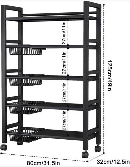 BURRAAQ TRANDING/ DECOR MULTIFUNCTION FLOOR STORAGE RACK WITH WHEELS