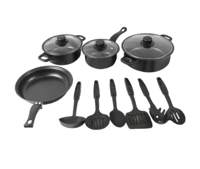 BURRAAQ TRANDING / 13 PIECE BLACK CARBON NO STICK COOKWARE SET