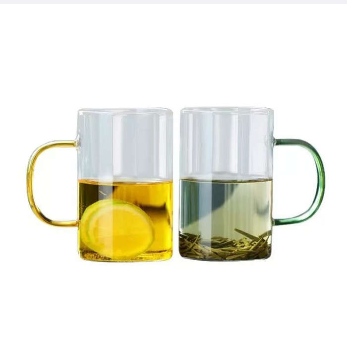 BURRAAQ TRADING/ 6pcs 300ML MULTICOLOUR LARGE CAPACITY GLASS MUG COFFEE CUP TEA CUP