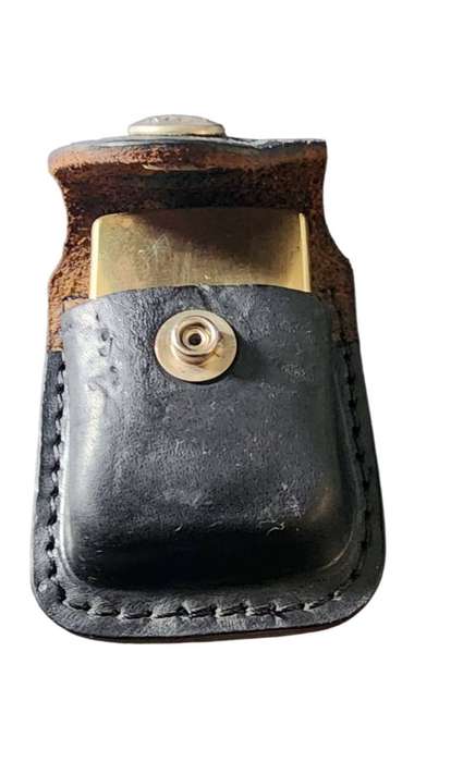 VINTAGE ZIPPO BRONZE 1932-1992 LIGHTER.BRONZE INNER PARTS.LEATHER POUCH.