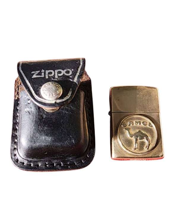 VINTAGE ZIPPO BRONZE 1932-1992 LIGHTER.BRONZE INNER PARTS.LEATHER POUCH.