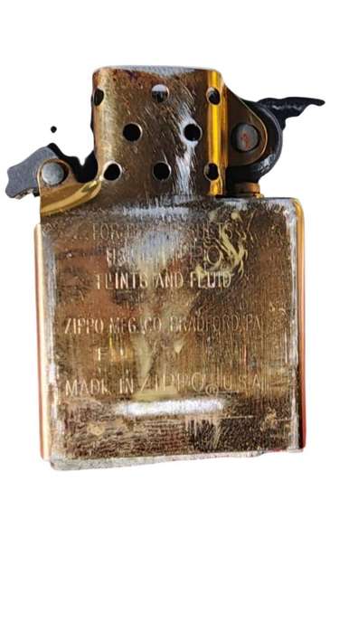 VINTAGE ZIPPO BRONZE 1932-1992 LIGHTER.BRONZE INNER PARTS.LEATHER POUCH.