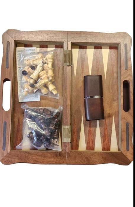 3-in-1 FOLDING TRAVEL SET | Acacia & Boxwood | Chess, Checkers & Backgammon | 30cm | 12"