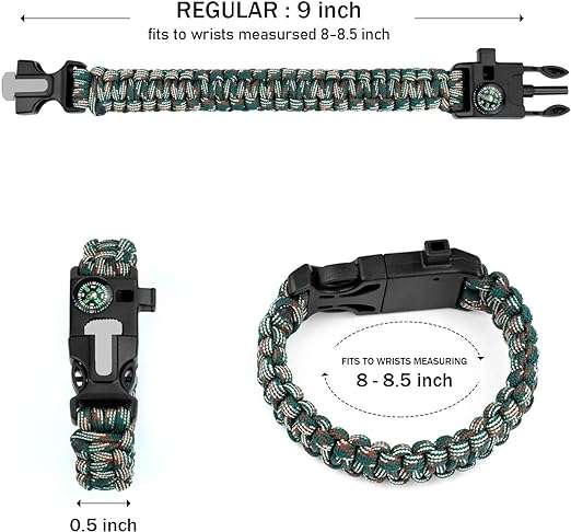 Paracord Survival Flint & Steel 5 in 1 Armband
