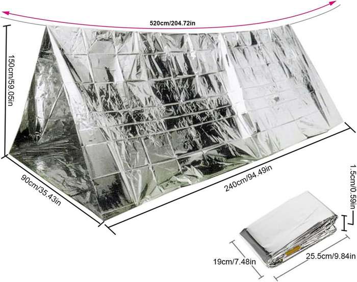 Emergency Blanket Survival Shelter Tent Mylar Thermal Shelter Tube Tent Ultralight Waterproof Tent 2