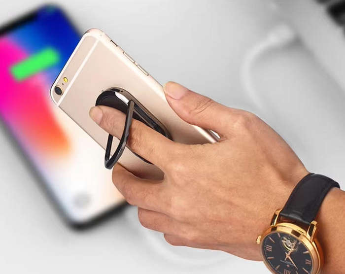 Mobile Phone Ring Bracket Cigarette Lighter - Black